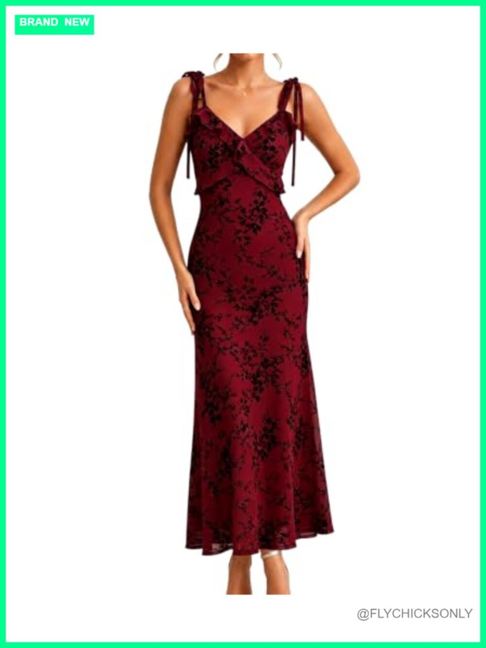 RIHOAS Floral Midi Dress Adjustable Spaghetti Strap Fit & Flare Sundress